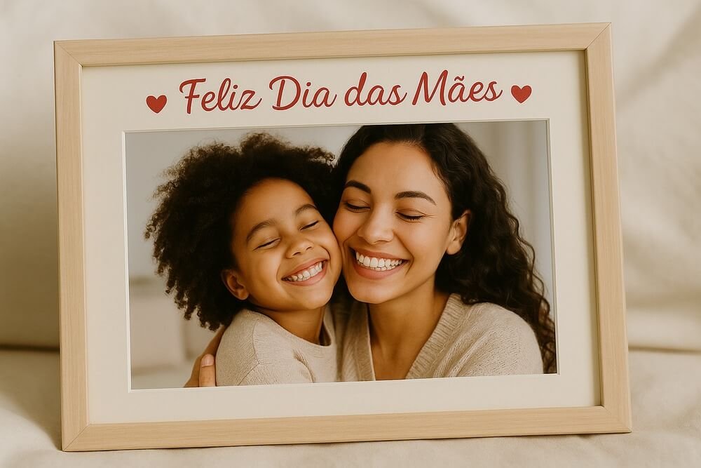 Porta retrato de mãe e filha, presente especial para dia das mães.