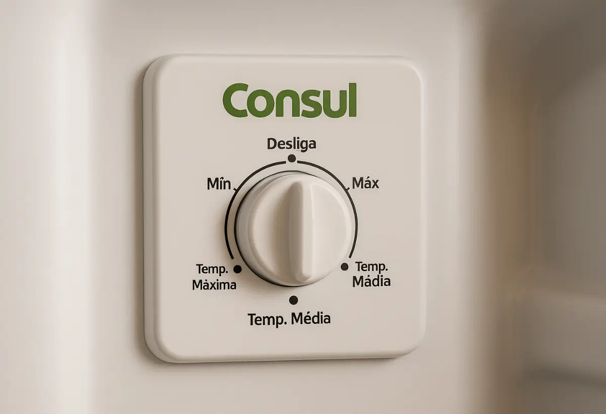 Termostato analógico de geladeira consul, branco com vária opções de temperatura, muito facil para aprender como regular a geladeira no inverno